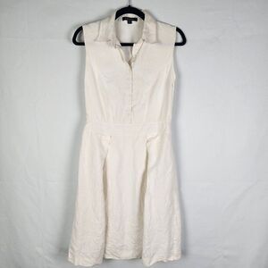 Brooks Brothers Irish Linen Cream Sleeveless Dress Size 6 Quiet Luxury‎ Coastal
